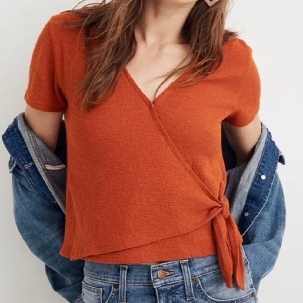 Madewell Texture &‎ Thread Burnt Orange Ballet Wrap Top